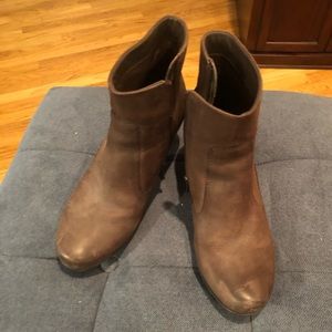 Brown leather boots